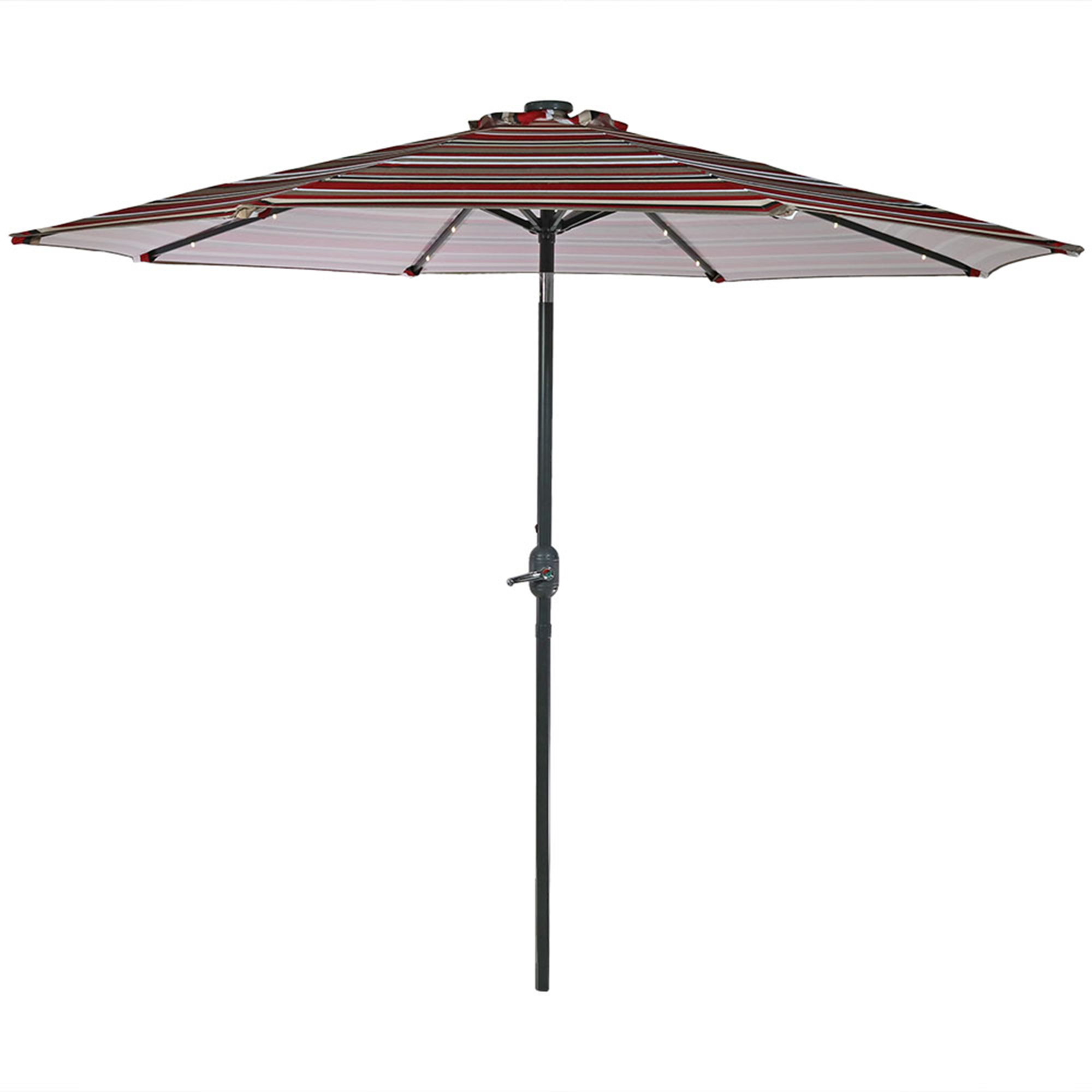 Sunnydaze Decor, 9ft. Solar Umbrella w/ Tilt Crank - Awning Stripe, Canopy Diameter 8.66 ft, Shape Octagon, Model# JLP-217